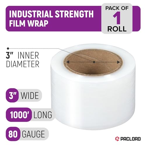 3" x 1000' Industrial Strength Stretch Wrap, Ready to Use Pack of 1