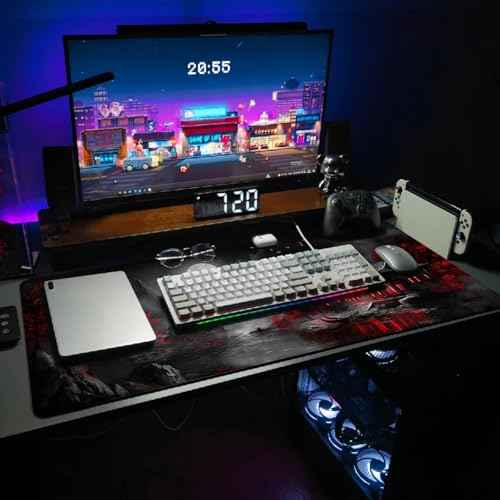 Extended Gaming Mouse Pad, Large Mouse Mat 3 mm Nature Rubber Base Mousepad with Stitched Edges, Non-Slip Desk Mat for Office Home Great Gift 31.5x11.8 Inch (Dark Canyon 5)