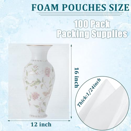 100Pack Packing Foam Pouches 12x16in, Large Cushion Wrap