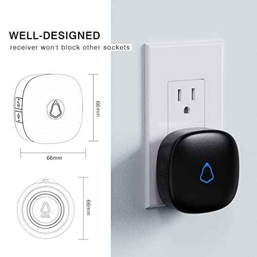 Caregiver Pager, Wireless Call Button for Seniors/Elderly at Home, 2 SOS Buttons + 2 Receivers Medical Life Alert System, Emergency Panic Call Bell, Nurse Calling & Patient Assistance Alarm