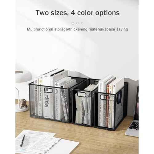 Oterri Hanging File Organizer - Portable Desktop Mesh Crate for Letter Size Folders, 2 Pack (Cool Black)