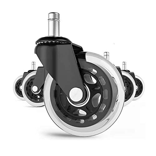 Office Chair Wheels Replacement 7.5mm Stem Size, 3" Roller Blade Style, Replacement Rubber Chair Casters for Hardwood Floor and Carpet