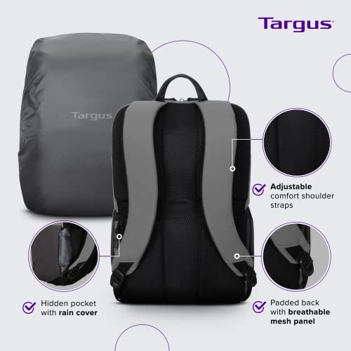 Targus Sagano EcoSmart Travel Laptop Backpack, Gray - Lightweight Travel Backpack Fits Laptops Up to 15.6", Eco-Friendly Backpack Made from 7 Recycled PET Bottles (TBB634GL)