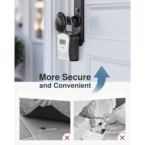 Puroma Lock Box Combination Key Lock Box, Wall-Mounted Portable Storage Lockbox for Keys with Resettable Code, Outside Safe Security Box for House, Apartment, Office Key Storage (4 Pack, Gray)