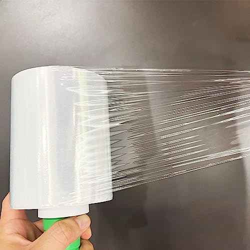 2-Pack Industrial Mini Clear Stretch Wrap Film 80 Gauge 5.1" 1000ft for Pallet Wrap with Plastic Handle,Durable Self-Adhering Packing,Moving,Packaging,Heavy Duty Shrink Film Chuangseed