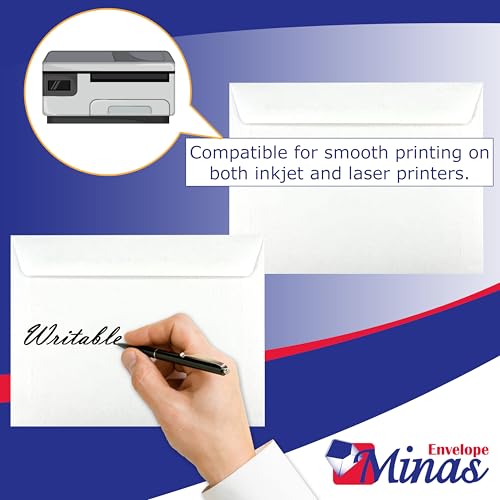 500 Minas Envelope 6" x 9" Booklet Envelopes (Open Side), Sturdy 24lb. White, Strong Gum Flap, 500/Box