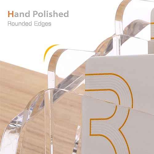 SANRUI Acrylic Business Card Holder for Desk, 4 Tier Clear Tilt Business Name Card Display Holders Stand Storage Organizer Fits720 Business Cards (Horizontal, 12-Slot)