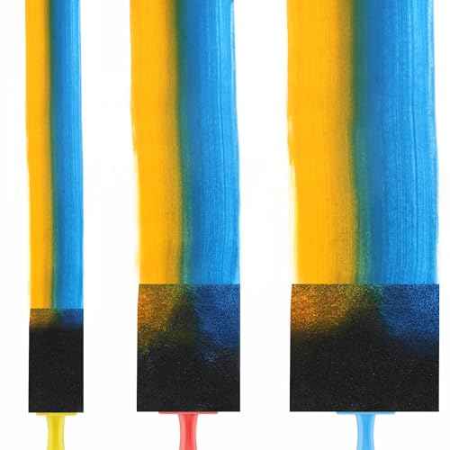 24 Pcs Foam Paint Brushes, Coloful Wood Handle Sponge Brushes for Painting, Staining, Varnishes and DIY Craft Projects (1'', 2'' and 3'')