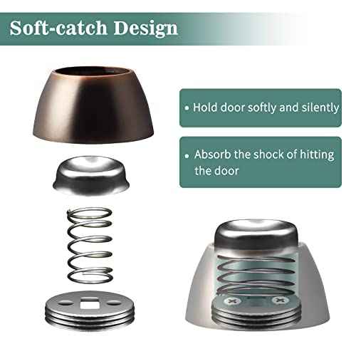 HUTLON Magnetic Door Stoppers, Oil Rubbed Bronze Stainless Steel, Heavy Duty Wall Floor Mount Magnet Door Holder Soft Catch, 6 Pack