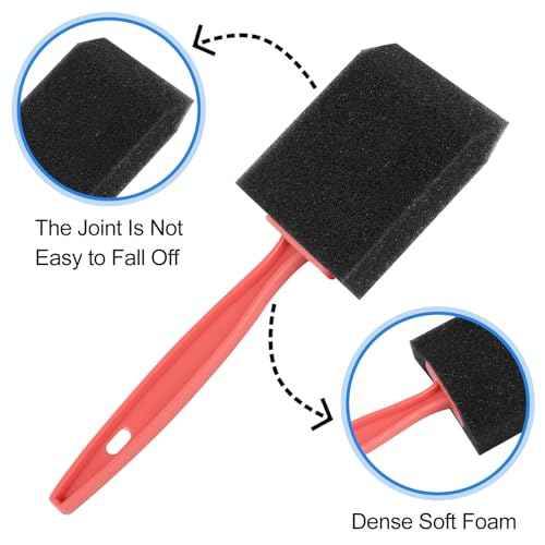 24 Pcs Foam Paint Brushes, Coloful Wood Handle Sponge Brushes for Painting, Staining, Varnishes and DIY Craft Projects (1'', 2'' and 3'')