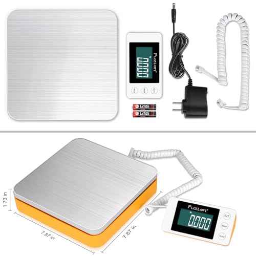 Fuzion Shipping Scale - Digital Postal Scale 110LB x 0.1oz, Large LCD Display, 5 Units, Scale for Packages, Postage - Dual Power Supply (Batteries & Adapter)