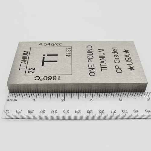 MINT STATE GOLD 1 lb Titanium Bar Bullion Paperweight - 999 Pure Chemistry Design with Certificate of Authenticity (1 Pound)