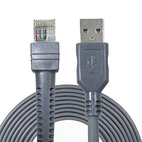 (2 Pack) Zebra Symbol Replacement Cable for LS2208 Series Handheld Barcode Scanner Gray CBA-U01-S07ZAR LS2208/A LI2208 LS4278 STB4278 LI4278 USB to RJ45 Compatible (2M / 6FT Flatted USB Port)