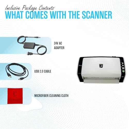 FI-6130Z Fujitsu Duplex Sheet-Fed Receipt Document Scanner with 24V & USB 2.0 Cable (Renewed)