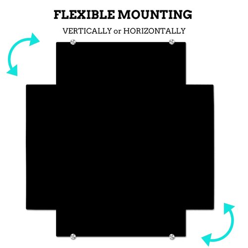 DEVELOP Magnetic Black Glass Dry Erase Board, 24 x 18 Inches (60 x 45 cm), Small Frameless Wall Mounted Writing Glass Whiteboard with 4 Markers, 2 Magnets, 1 Eraser