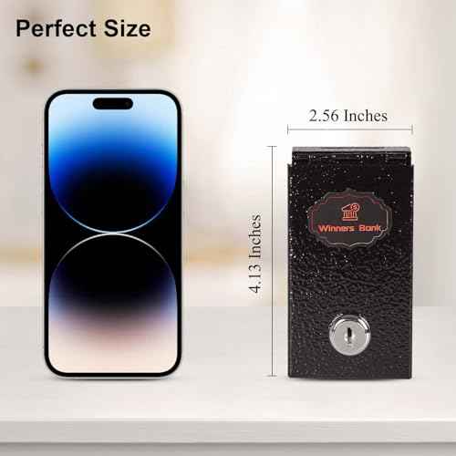 Metal Box for Gambler - Winners Bank Portable Safe Casino Money Pocket Sized Cash Box with Key Go Home Money