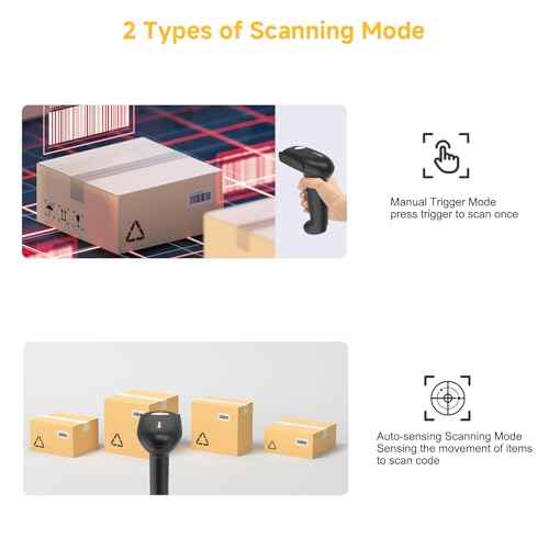 VOTTAN QR 2D Barcode Scanner, Bluetooth & 2.4G Wireless & USB Wired Connect iPad Phone Tablet PC POS, UPC EAN 1D PDF417 Data Matrix 2D Handheld Barcode Scanner