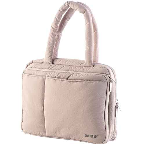 DiverseBee Large Bible Cover with Handles, Carrying Case for Women, Tote Bag, Book Cover, Bible Accessories, Christian Gift (Beige)