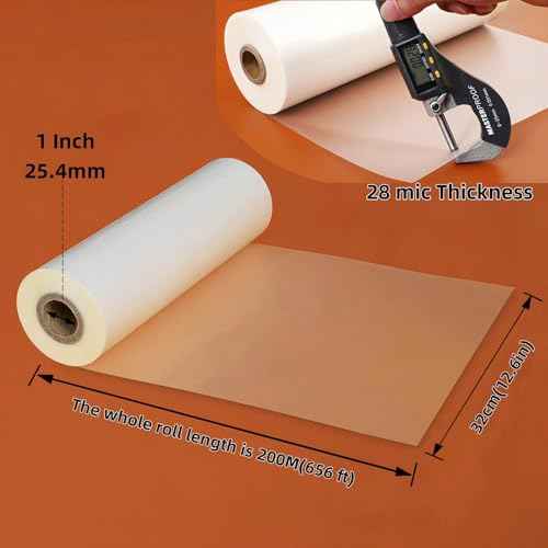 12.6 in x 656 ft Matte Thermal Laminating Film 28 mic Thickness 1" Poly-in Core for Hot Roll Laminating Machine
