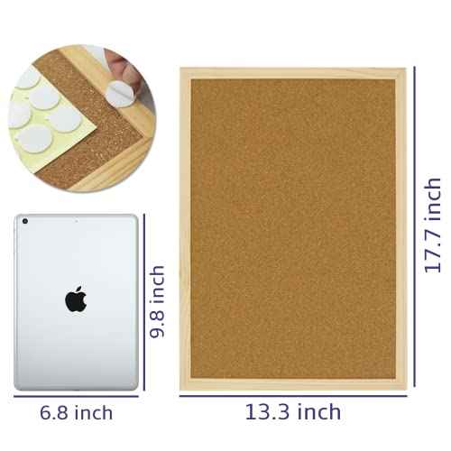 OWLKELA 17.7 X 13.3 Inch Cork Board Bulletin Board, Wall-Mounted Presentation, Message Notice Pin Board, Perfect for Office & Home Decor, School, Cubicle