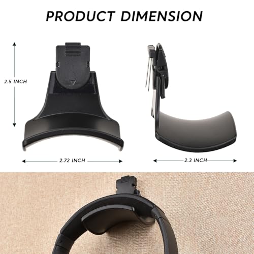 Onsogi 1 Pack Fabric Wall Headphone Stand for Office Cubicles Black - Space-Saving Desk Organizer