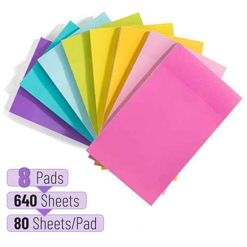 Mr. Pen- Sticky Notes, 3¡±x5¡±, 8 Pads, 640 Sheets, Colorful Large Sticky Notes