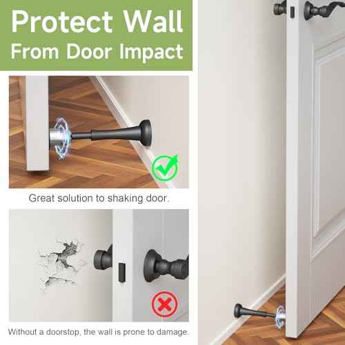 6PCS Magnetic Door Stop Aluminum Door Stoppers for Wall, Magnetic Door Catch with Adhesive Stick & Screws, Door Holder to Keep Door Open
