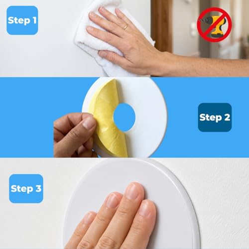 5 Inch Door Stop Wall Protector - 5 Pack, Litepak Self-Adhesive Door Knob Bumpers, White