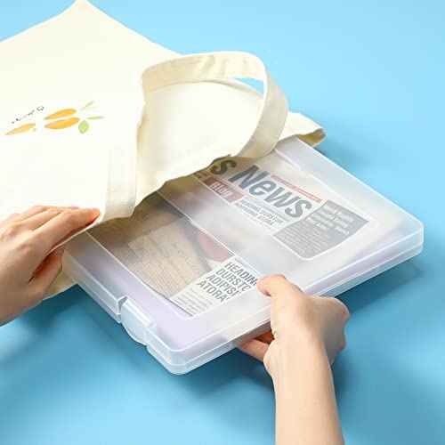 10 Pieces A4 File Box Paper Photo Storage Box A4 Portable Project Case Clear Plastic Document Magazine Organizer Box for Office School Supplies Accessories 12.52 x 9.5 x 0.95 Inch