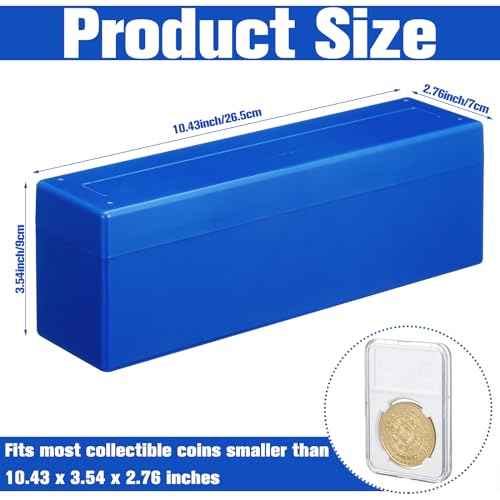 Wenqik 6 Pcs Plastic Coin Storage Box Case with 20 Slab Coin Holders - Collection Box for Collectors, Home, Office, Bank Supplies(Blue)