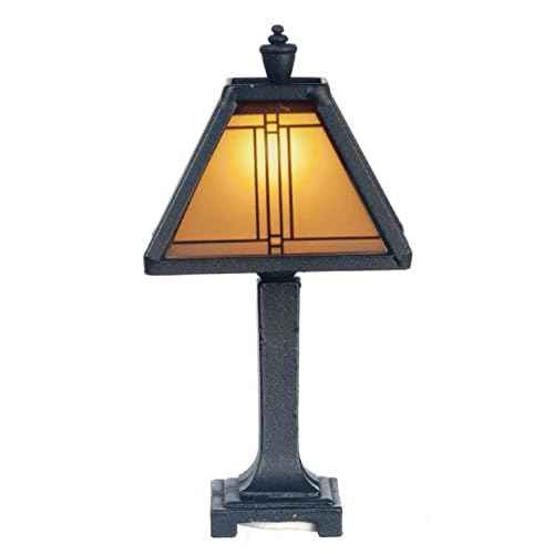 Dollhouse Miniature Craftsman Tiffany Lamp in Dark Bronze