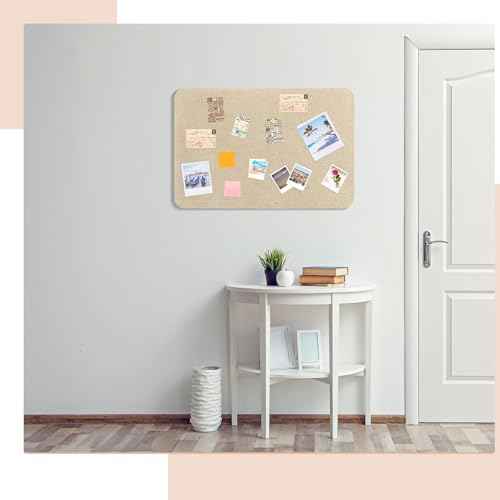 24"x 18" Linen Fabric Bulletin Board Pinboard for Walls Display Frameless Pinboard Display Notice Memory Board for Office Walls Home Kitchen Easy to Install(Brown)