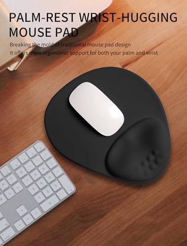 Basibutok Dark Night Black Ergonomic Palm & Wrist Mouse Pad with Memory Foam