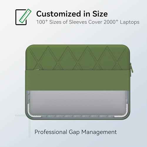 Smatree Laptop Sleeve for 14 inch LG gram Style 14 OLED, for 14 inch LG gram 14 or 2-in-1, Protective Laptop Case with Accessory Pocket, YKK Zipper, Patented Super Corner Design, Green (E413G)