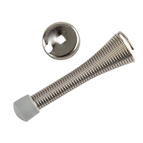 Amazon Basics Brushed Nickel Spring Door Stopper 12-Pack with Rubber Bumper Tips