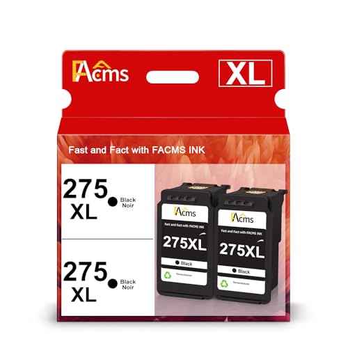 PG-275XL Black Ink Cartriage Replacement for Canon 275 PG-275 XL PG275 275XL Value Pack Ink Cartridge for PIXMA TS3500 TS3520 TS3522 TR4720 TR4722 TR4700 Printer High Capacity (2 Black)