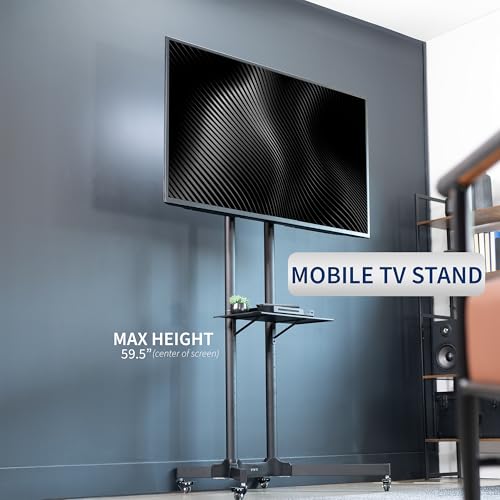 VIVO Mobile TV Cart 32-83 Inch Screen Stand with Adjustable Height & Shelf – Supports 110 lbs