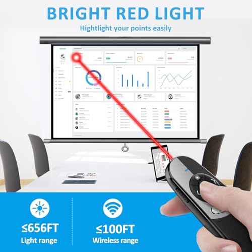 2 in 1 Type C USB Presentation Clicker with Physical and Digital Function, RF 2.4GHz Wireless Presenter Remote PPT Clicker for Computer Presentations, Slide Advancer for Mac Laptop