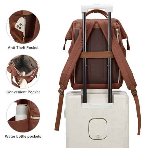 Kah&Kee Leather Backpack for Women and Men 15-inch Laptop Bag | Teacher Professional, Diaper Bag Backpack, Ideal for Work, School, Nurse, College & Travel (Brown, Medium)