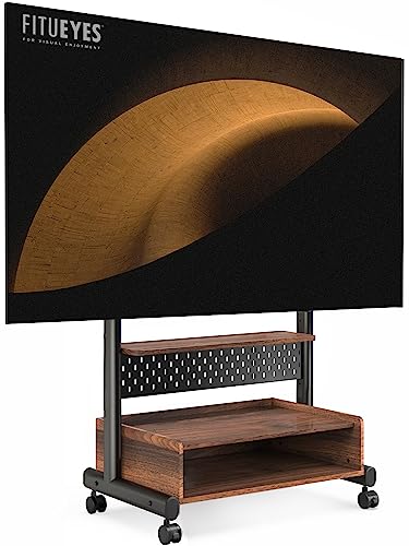 FITUEYES Walnut Rolling TV Floor Stand for 40-85in TVs, Height Adjustable