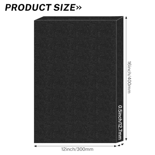 Polyurethane Foam Inserts, 4 PCS 16 x 12 0.5 Inch Black Cuttable