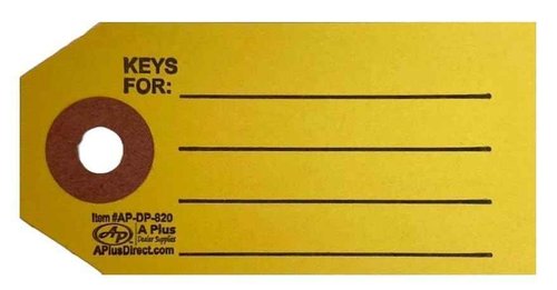 Key Tags with Rings - Yellow - 1000 Qty. DP-820 (P4)