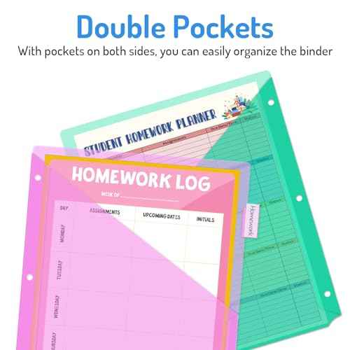 Forvencer 8 Count Dividers with Two Pockets, 8 tabs Binder Dividers for 3 Ring Binder Organizer, Multicolor, 1 Set