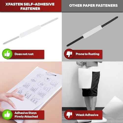 XFasten Self Adhesive Fasteners 2 Inch Capacity 500-Pack Archival-Grade Two Prong Paper Fasteners 2 Inch for Metal File Fastening, Folders, Medical Reports, Thick Paper Stacks, and Folder Accessories