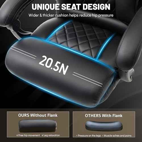 Massage Office Chair with Foot Rest,6 Points Vibration & Heat Executive Office Chairs,Big and Tall Leather Office Chair 500LBS,Ergonomic Desk Chair for Heavy People,Recliner with Dual-Use Pillow,Black