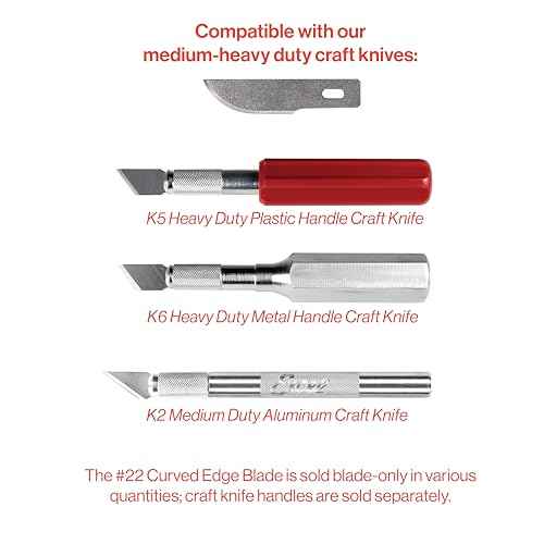 Excel Blades 100 PCS Craft Knife Blade Refill, #22 High Carbon Steel Curved Hobby Knife Blades Replacement - For Precision Cutting, Professional, Hobby, And Art Crafts