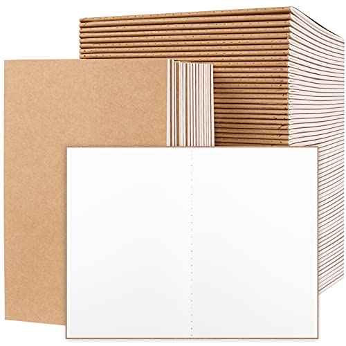 EOOUT 80pcs Kraft Notebooks for Kids, Blank Journals Bulk, Sketch Books, 60 Pages Composition Notebook, 80gsm, 8.3x5.5 Inches, Travel Journal Set, for Travelers, Students and Office Supplies