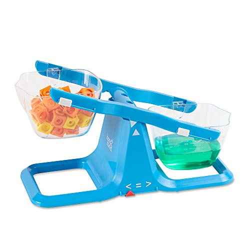 hand2mind Blue Nestable Bucket Balance, Clear Double Bucket Balance Scale for Liquids and Solids, Easy to Assemble Kids Scale, Space Saving Storage Base, Balance Scale for Classroom (Set of 1)