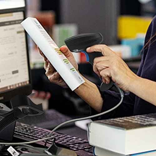 Bluetooth QR Code Scanner - Book Scanner for Personal Library Libib, 1D 2D Codes Scanners for Laptop Computer Mac iPhone Android, Wireless Bluetooth Bar Code Scanner (with Stand)