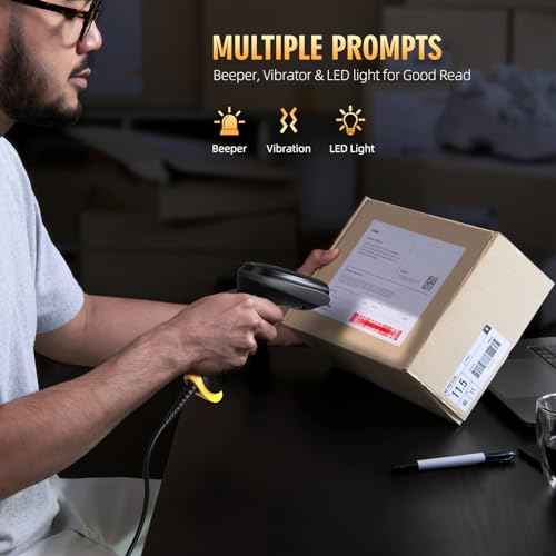 TEEMI 2D Barcode Scanner USB Wired Virtual COM Handheld Automatic QR Data Matrix PDF417 Maxi IMB bar Codes Imager Global Shutter Computer Screen Scan for Windows Mac and Linux PC POS, No Stand